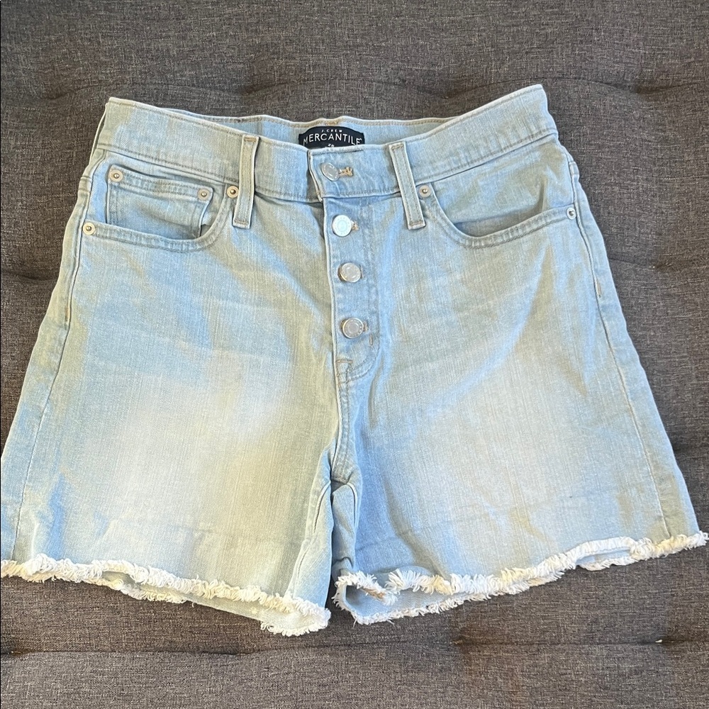 J. Crew Light Wash Denim Jean Shorts with Frayed Hem